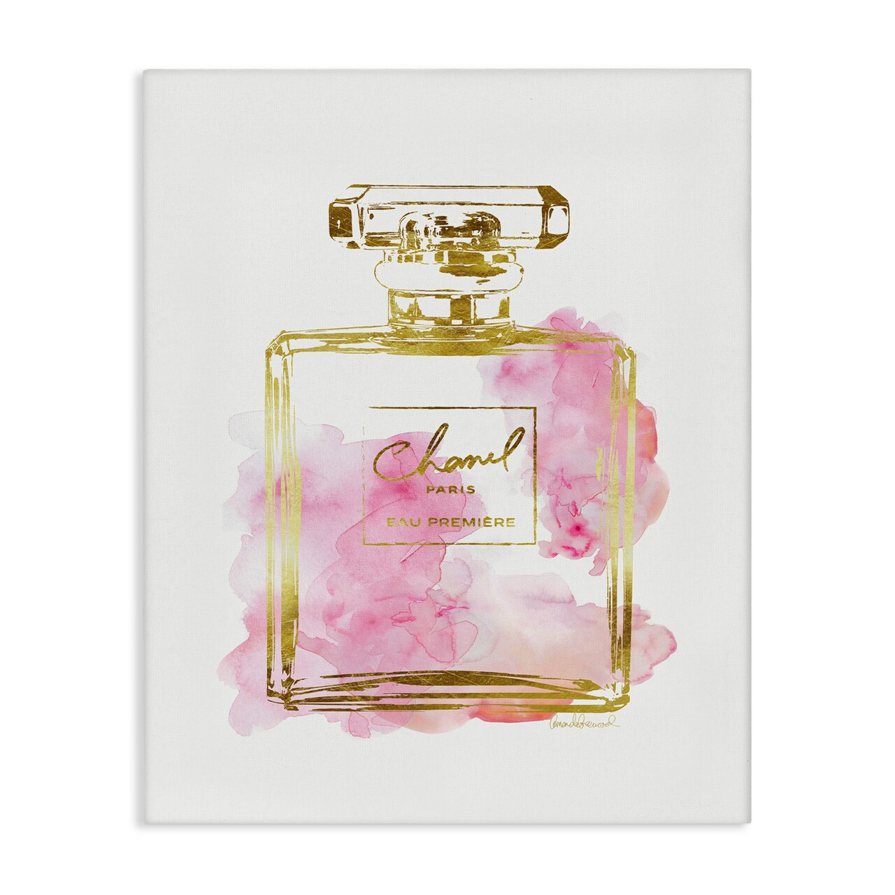Stupell Industries Glam Perfume Bottle Gold Pink Canvas Wall Art